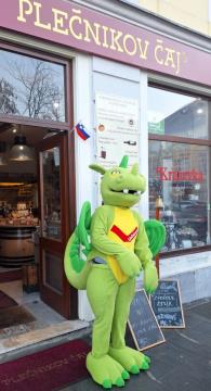 Maskota pred zeleno lekarno